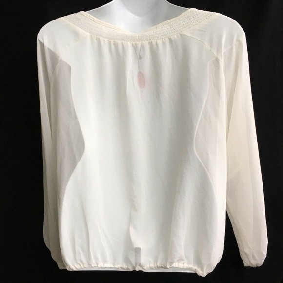 Lady Dutch Blouse L Long Sleeve Cream Sheer - Picture 4 of 6